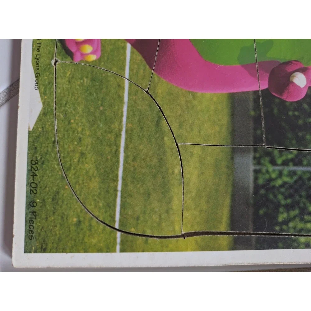 Pair‎ of Vintage Barney Wooden Puzzle Playing Ball with Umbrella